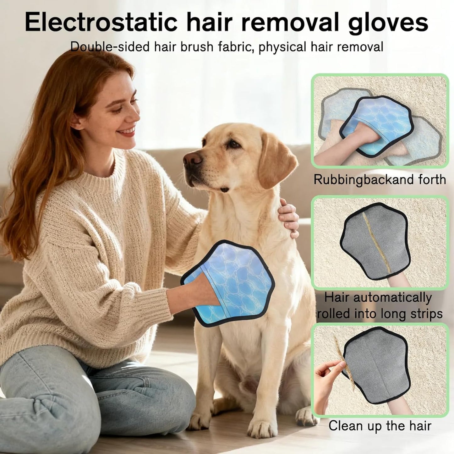 Pet Hair Removal Glove for Dogs Cats Reusable Washable Set