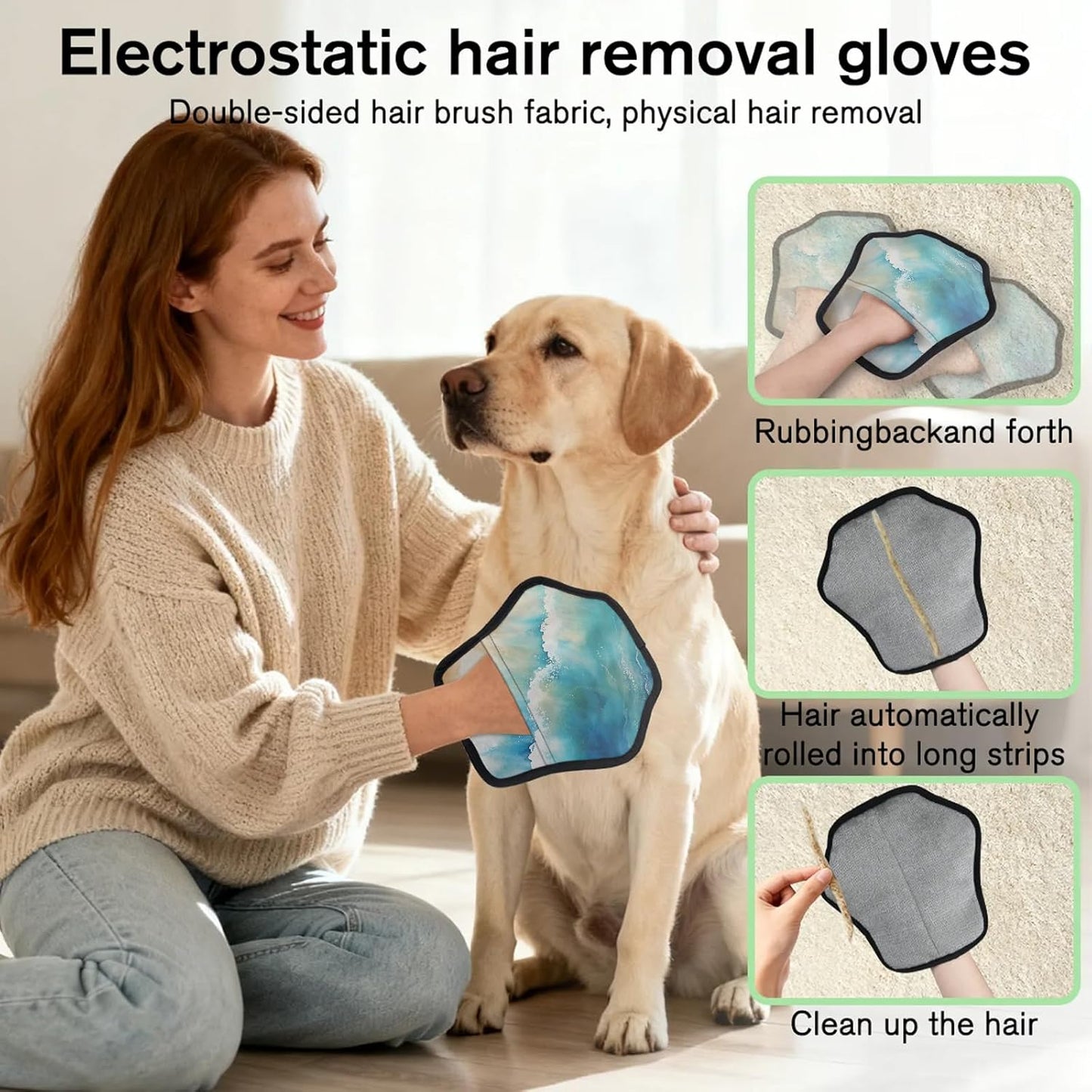 Pet Hair Removal Glove for Dogs Cats Reusable Washable Set