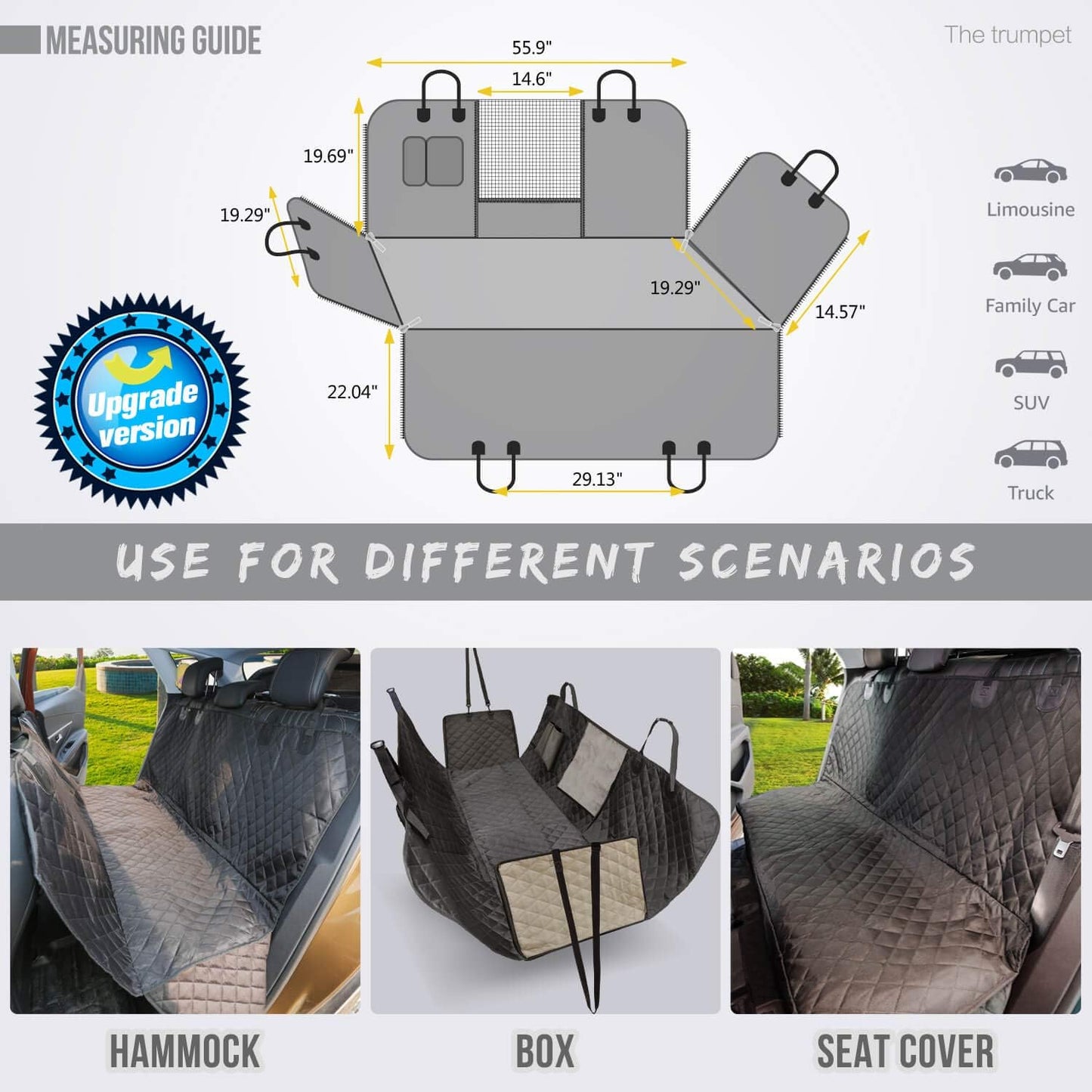 Dog Car Seat Cover for Back Seat, Back Seat Pet Cover for