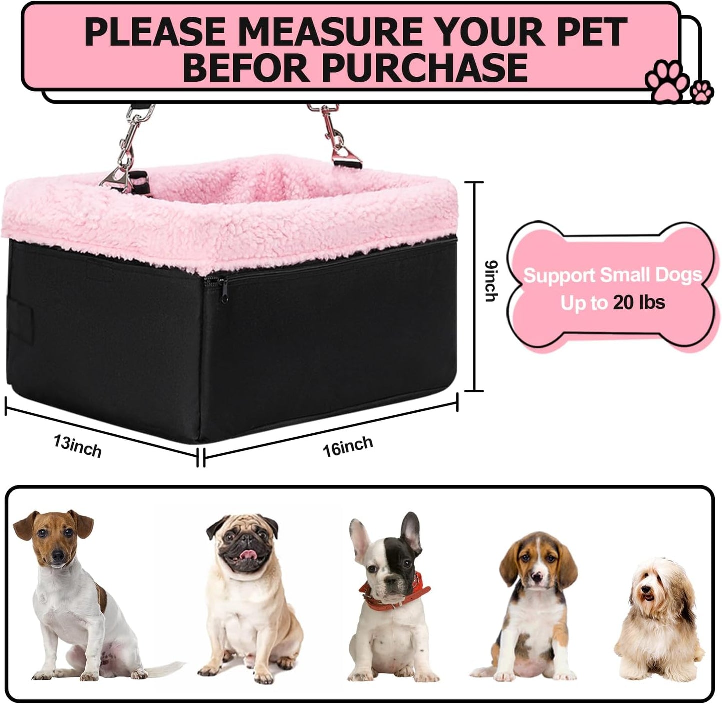 Dog Car Seat for Small Pets Under 20lbs, Booster Seat with