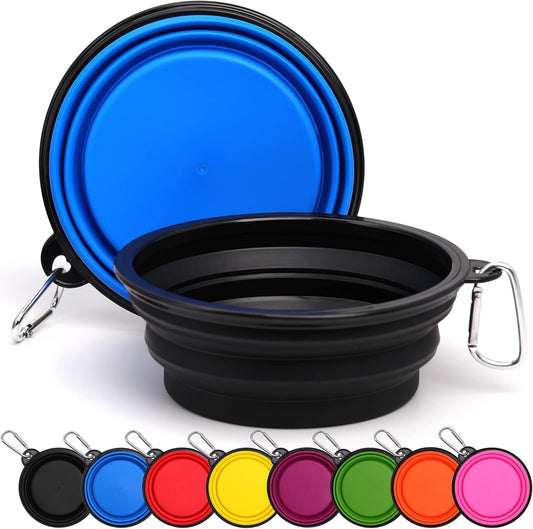 2 Pack Dog Bowl Pet Collapsible Bowls with Clasp Puppy