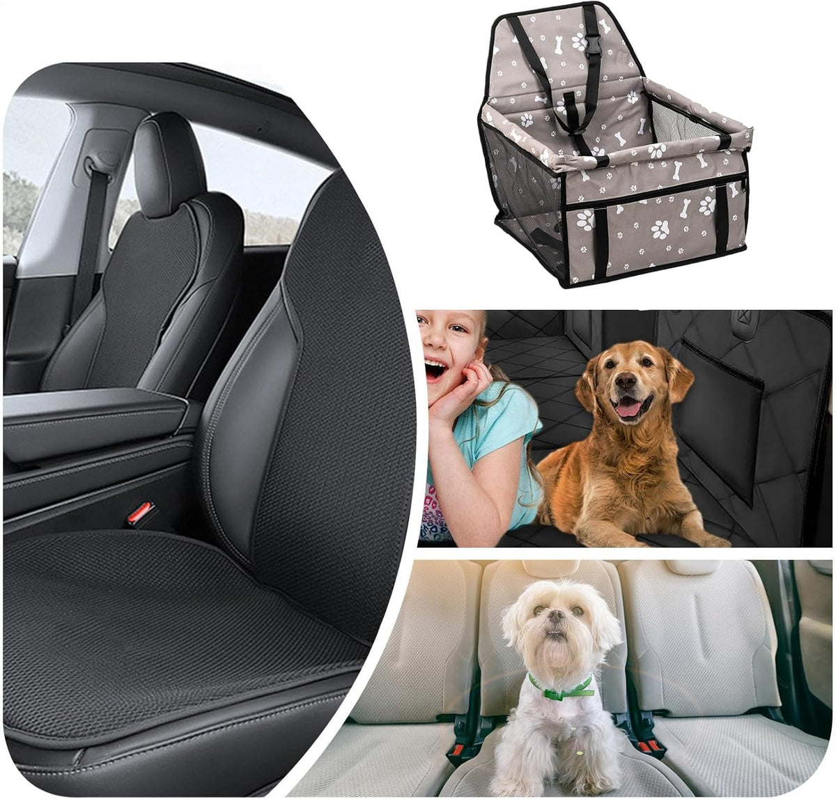 Portable Dog Booster Car Seat, Foldable Puppy Carseat with