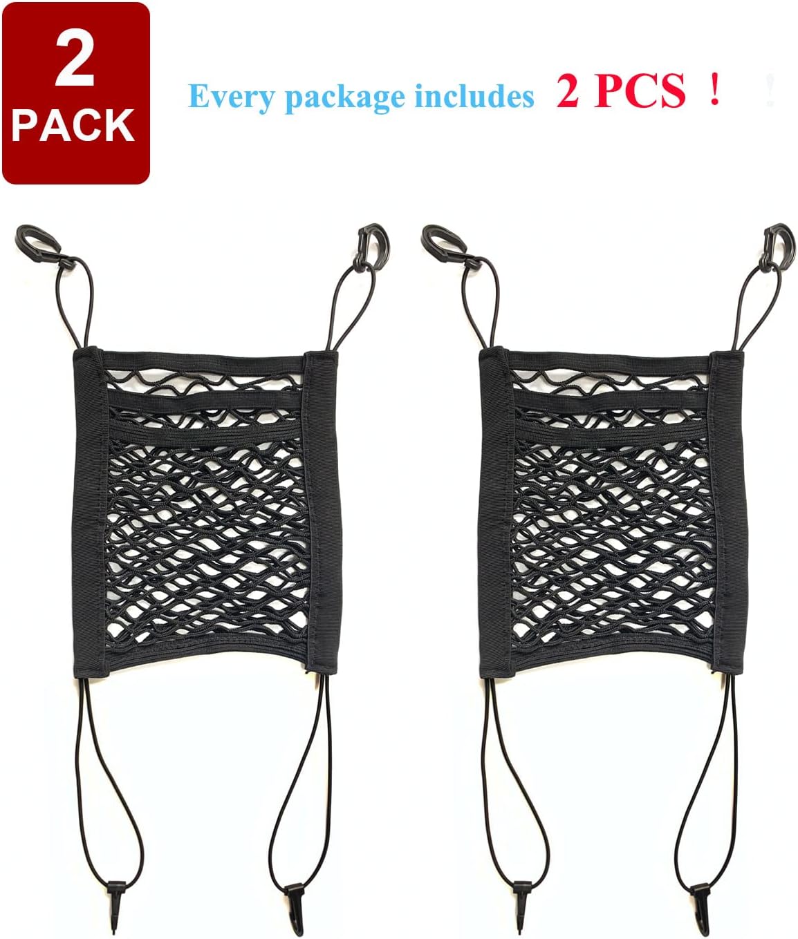 2 Pack Car Mesh Organizer, Dog Car Net Barrier Pet Barrier