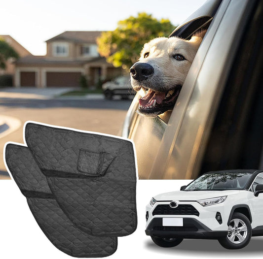 2PCS Dog Car Door Protector with Mesh Pocket Compatible