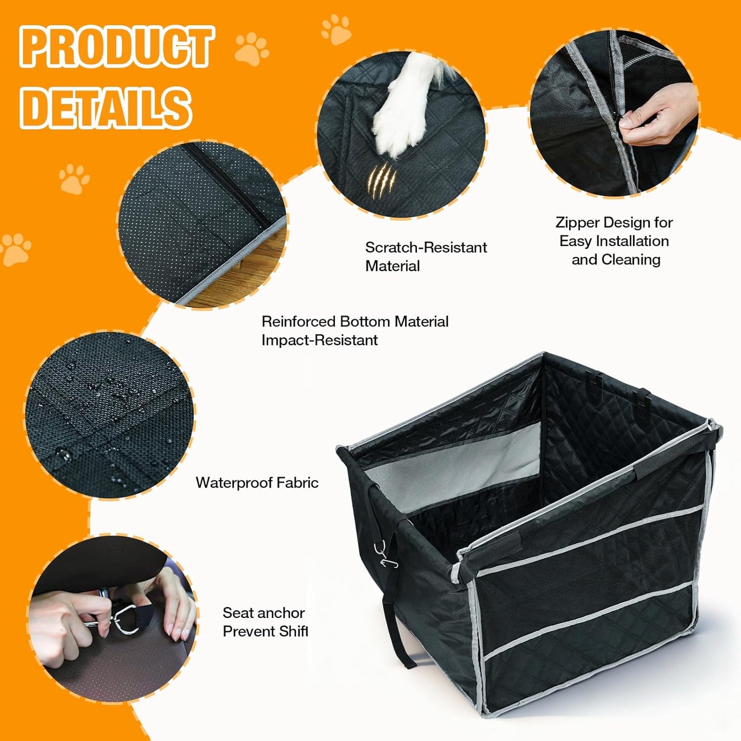 Dog Car Seat for Large Dogs, Back Seat Extender with Mesh