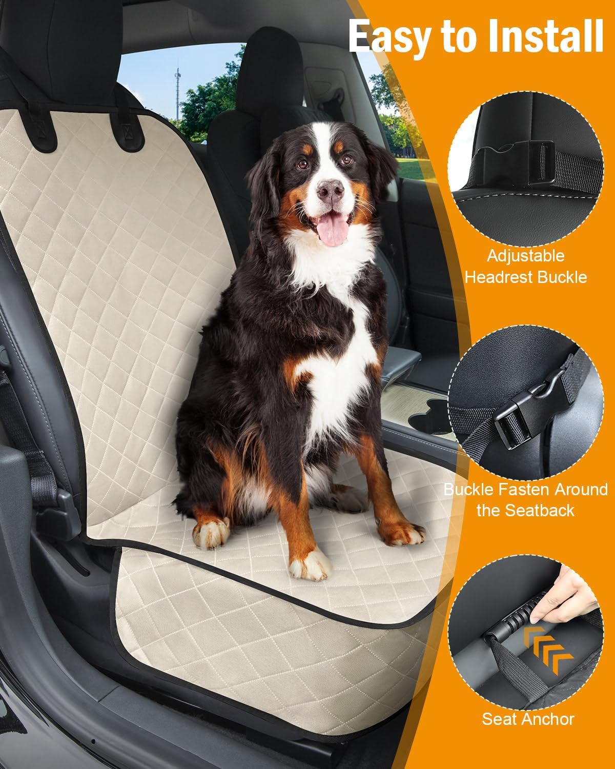 Dog Car Seat Covers Waterproof, Scratch-Proof Pet Front
