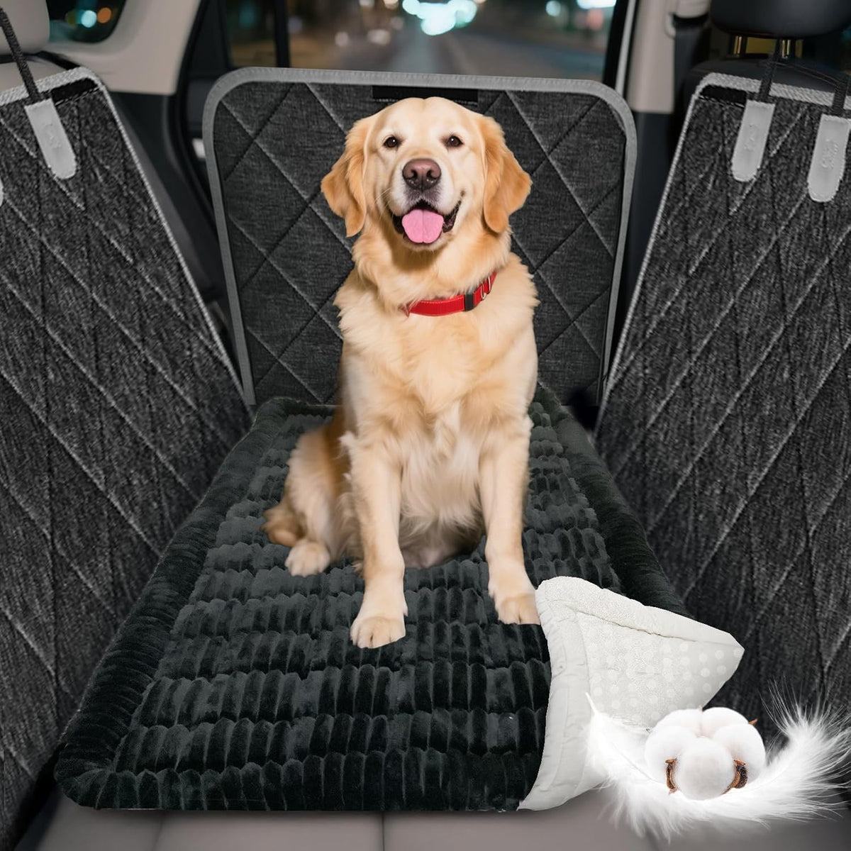 Thickened Dog Bed for Car Back Seat, Upgraded Bottom