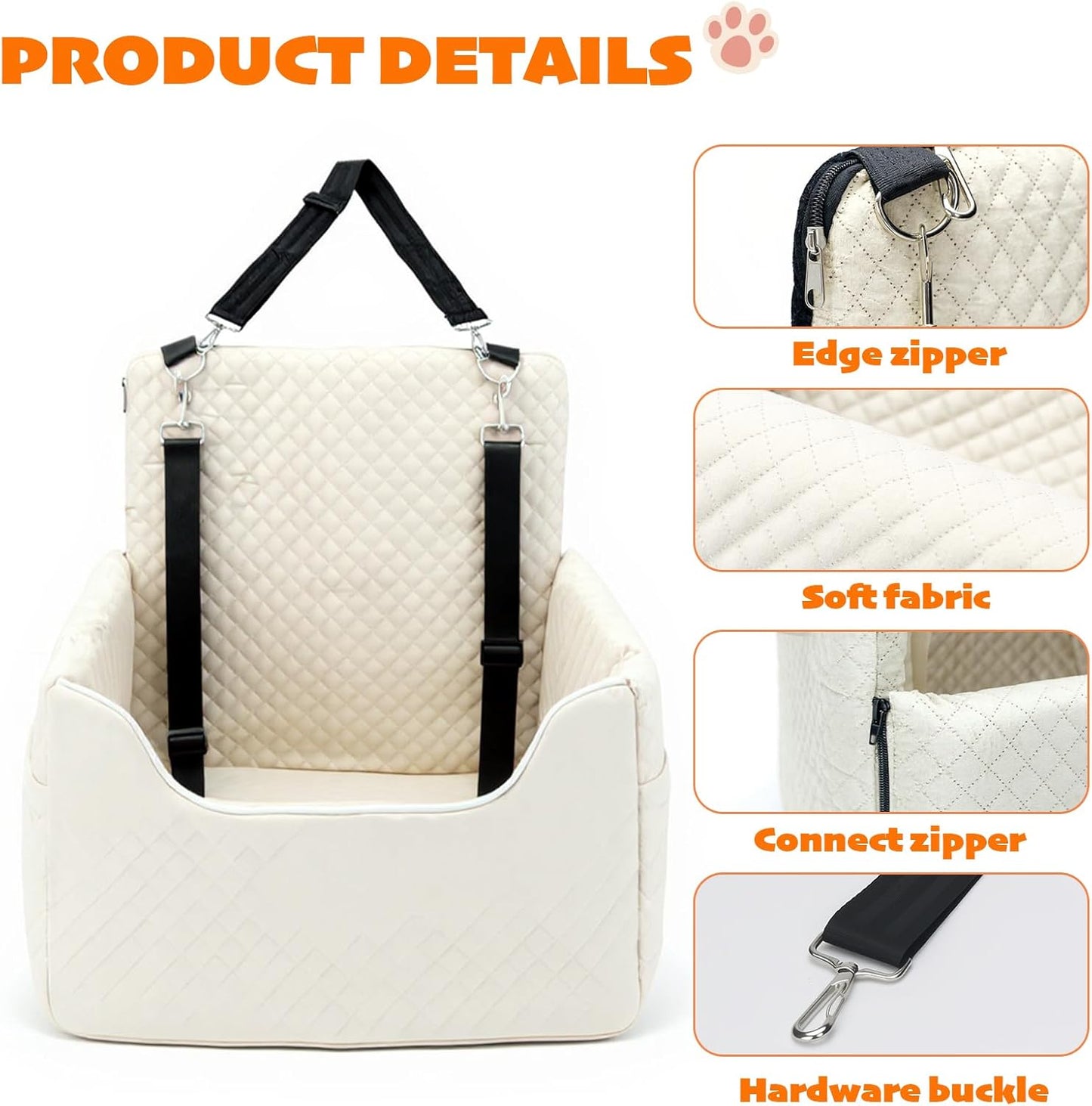 Dog Car Seat for Small/Medium Dogs Under 35lbs, Soft