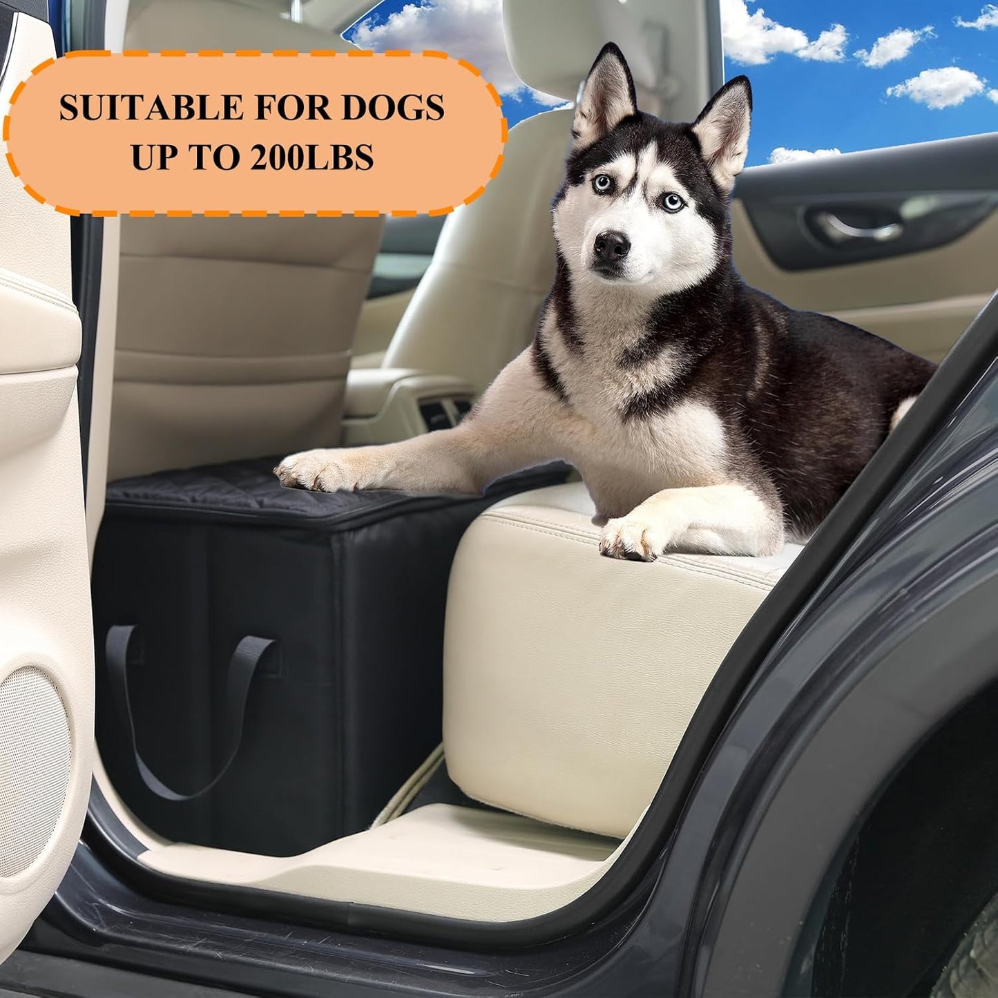 Dog Car Seat Extender with Storage, Front & Back Seat
