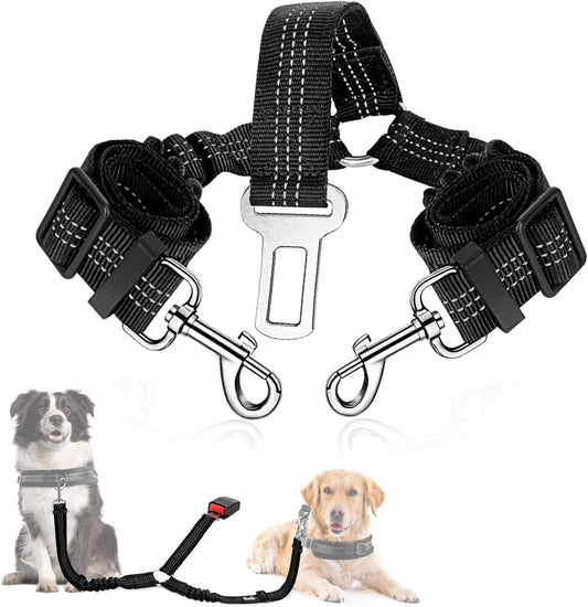 Dog Seat Belt, Double Dog Seatbelt Adjustable Vehicle