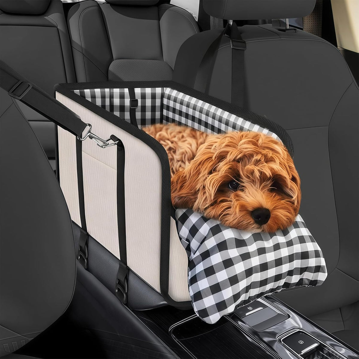 Center Console Dog Car Seat for Small Dogs Up to 11lbs