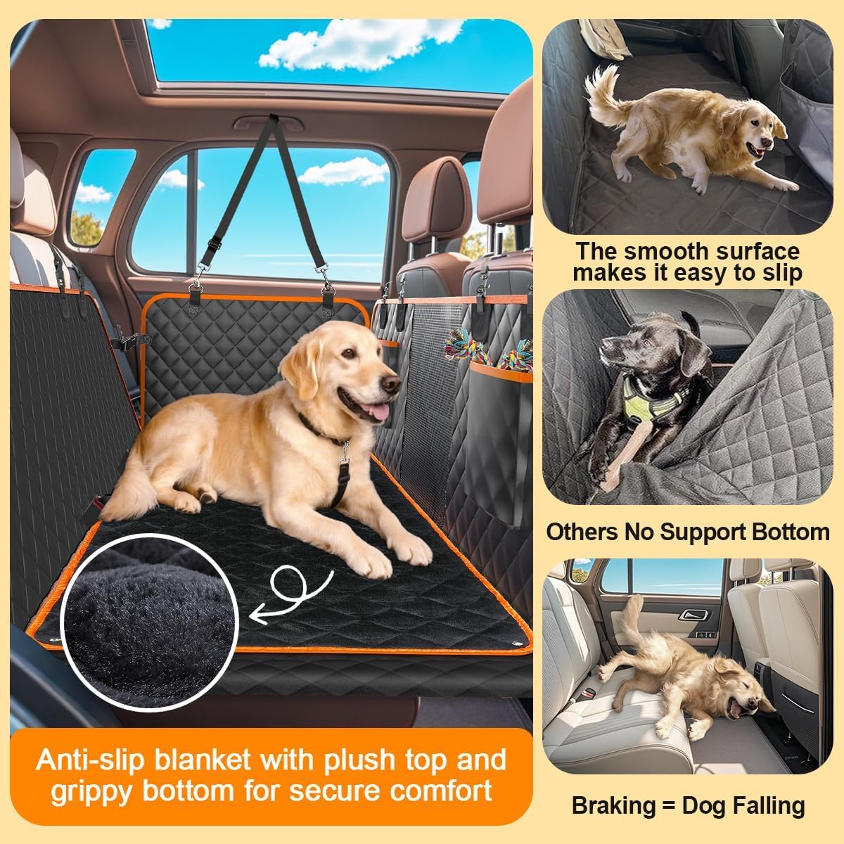 Dog Car Seat Cover, Car Back Seat Extender 45% for Dogs