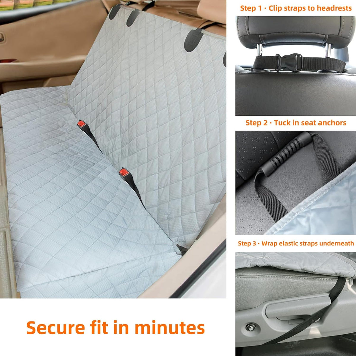 Dog Back Seat Cover Protector, Waterproof Dog Car Seat