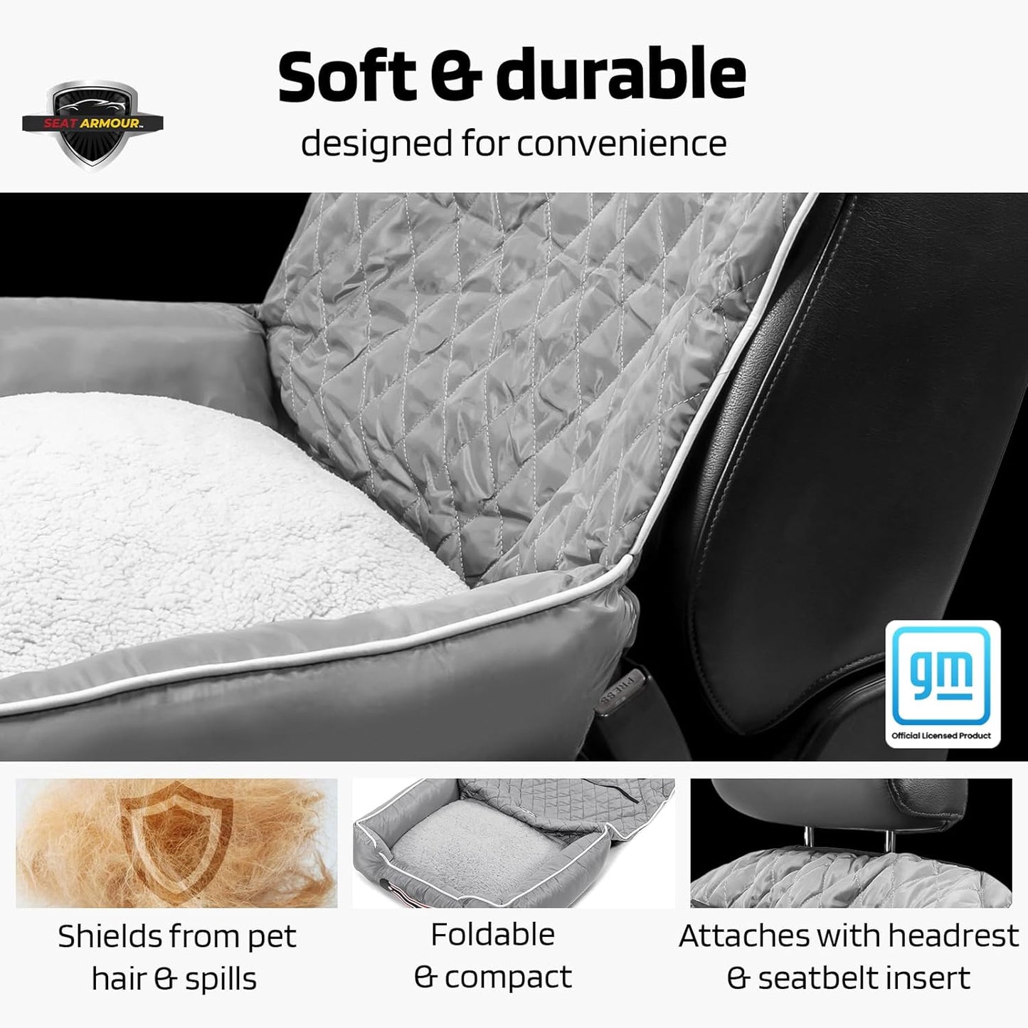 PetBed2GO, GMC, Grey Pet Bed Cushion & Car Seat Cover