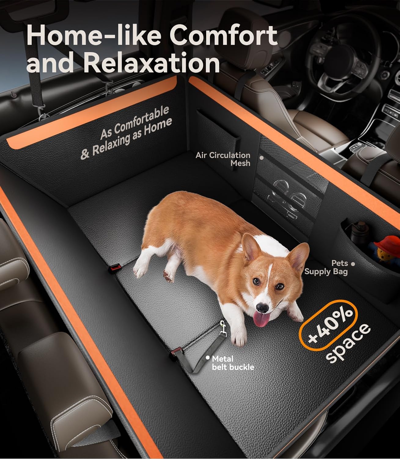 Back Seat Extender for Dogs,Upgraded PU Leather Dog Car
