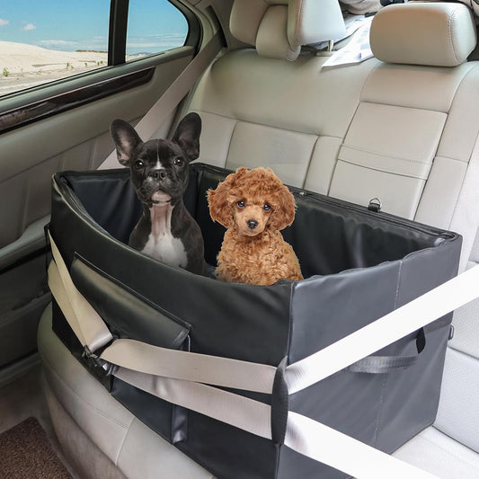 Dog Booster Seat for 2 Small/Medium Dogs, Dog Car Seat with