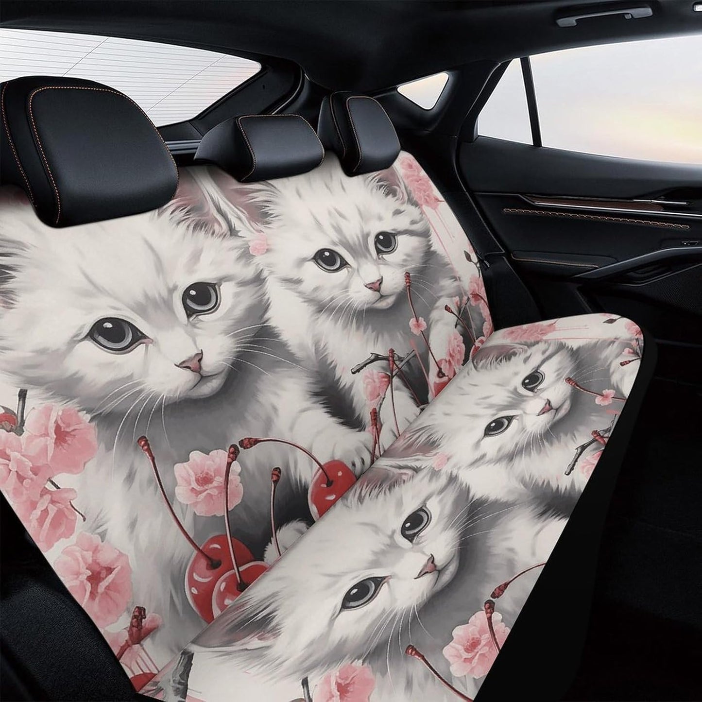 Cat and Cherry Dog Car Seat Covers Waterproof Truck Back