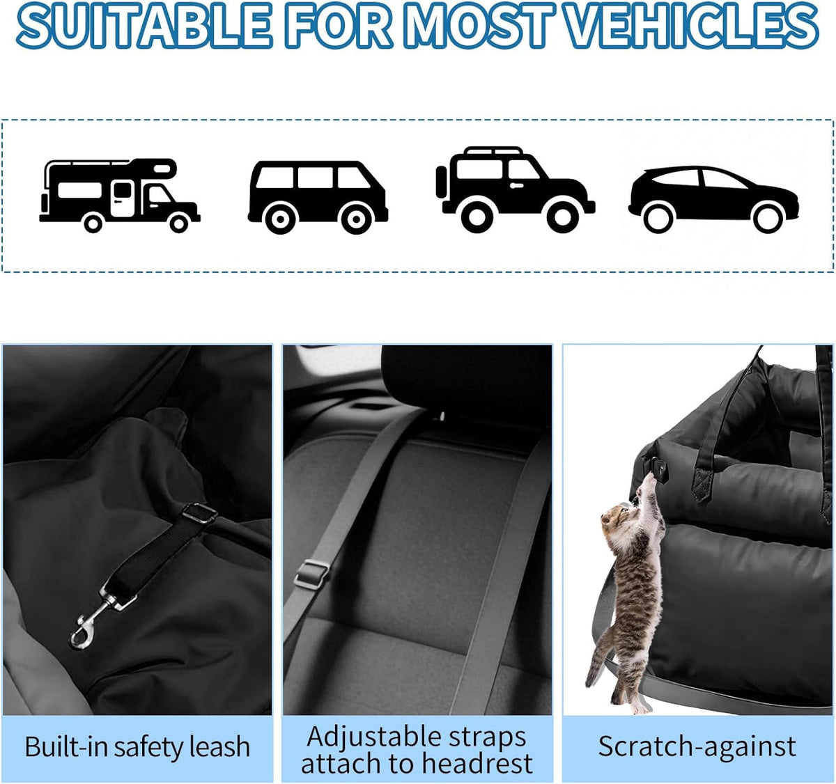 Dog Booster Car Seat, Waterproof PU Leather Upholstered Cat