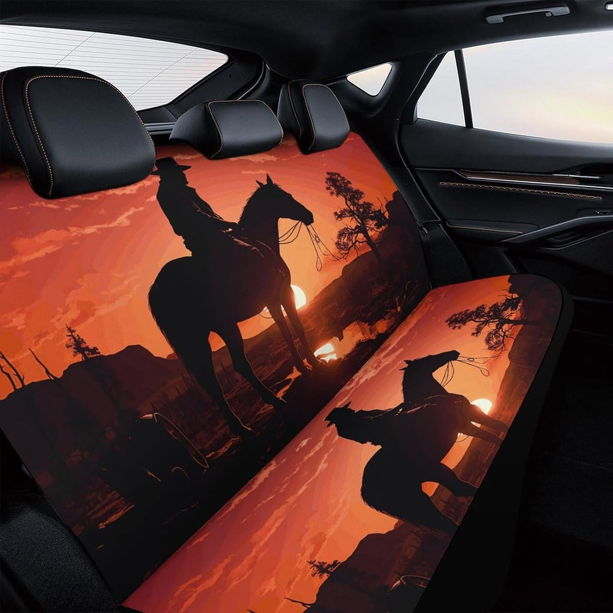 Cowboy West Dog Car Seat Covers Waterproof Truck Back Seat