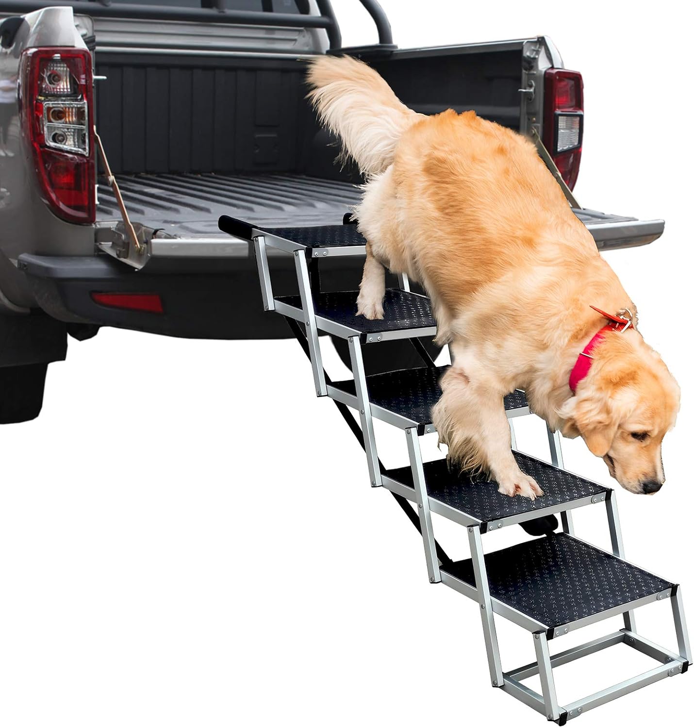 Dog Ramps with 5 Stairs, Upgraded Aluminum Frame Pet Steps
