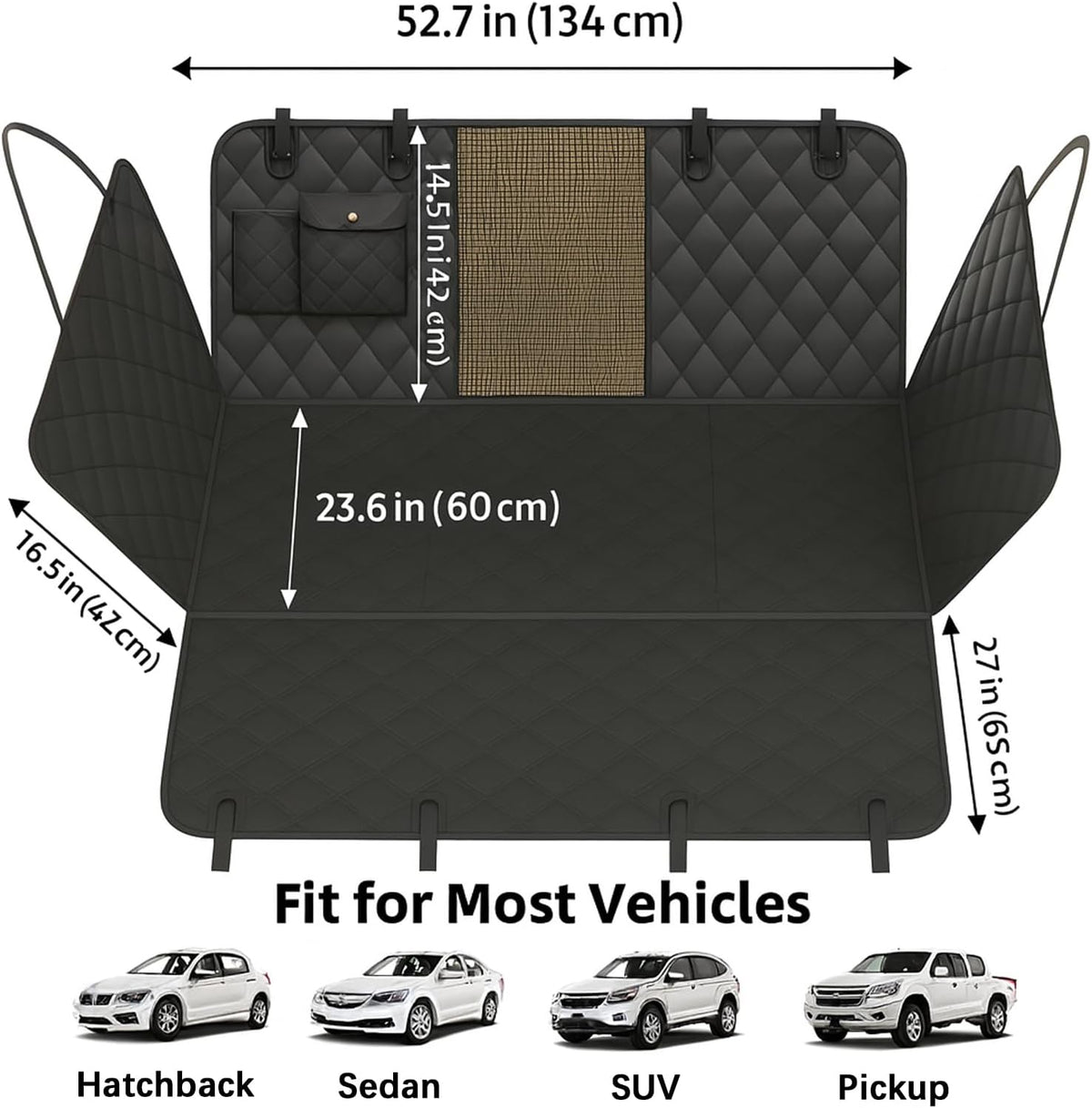 Dog Car Seat Cover for Back Seat, Hard Bottom Back Seat