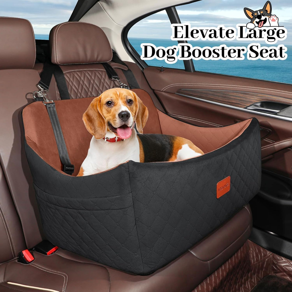 Dog Car Seat for Medium & Large Dogs Up to 55lbs, Memory