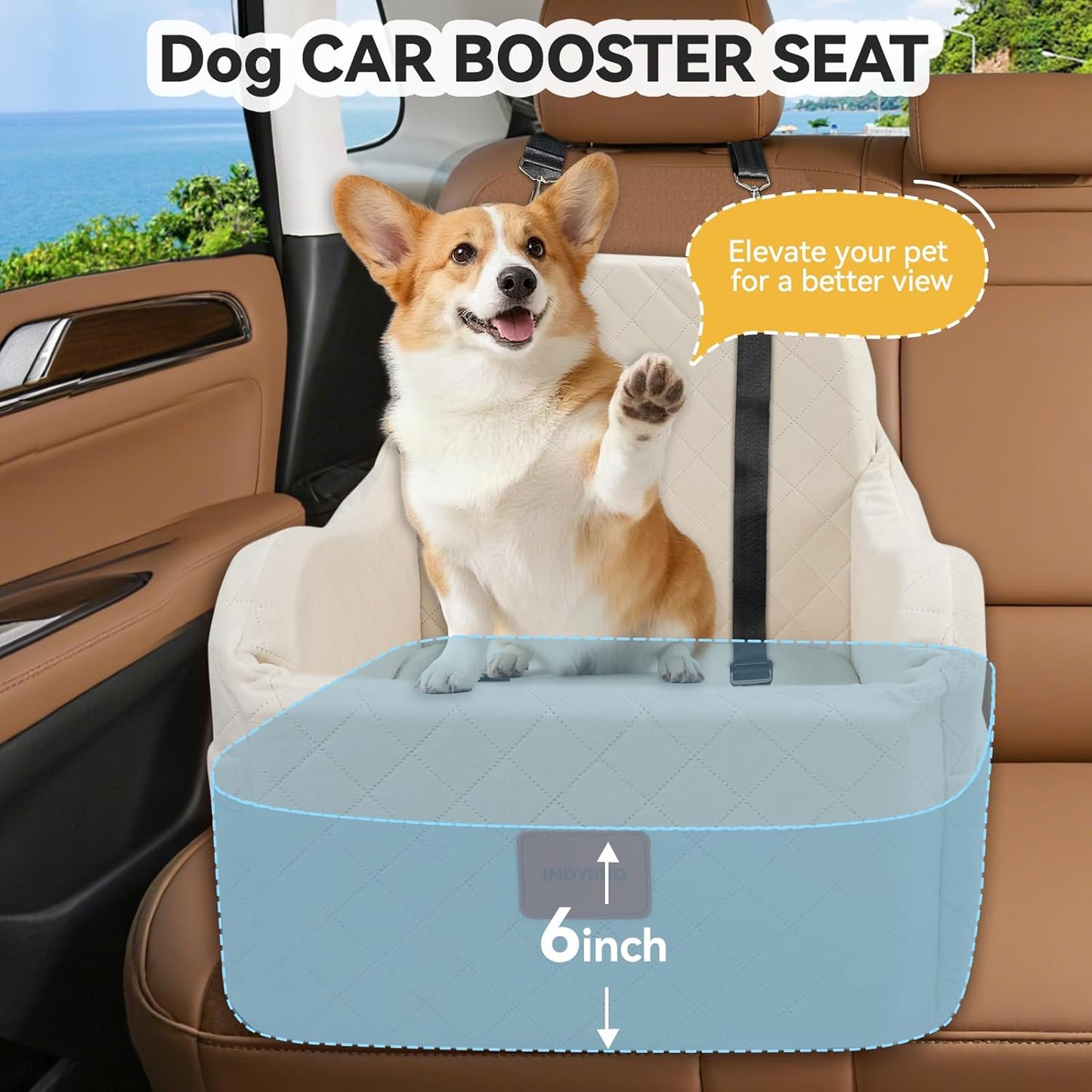 Dog Car Seat for Small Medium Dogs Up to 35lbs, Detachable