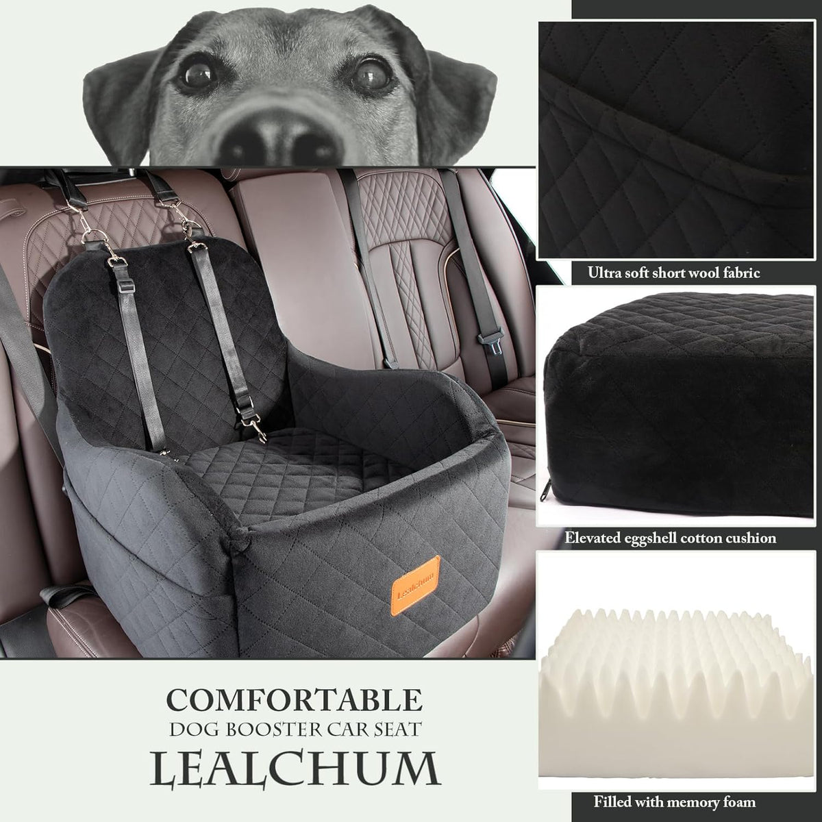 Dog Booster Car Seat for Small/Medium Dogs Up to