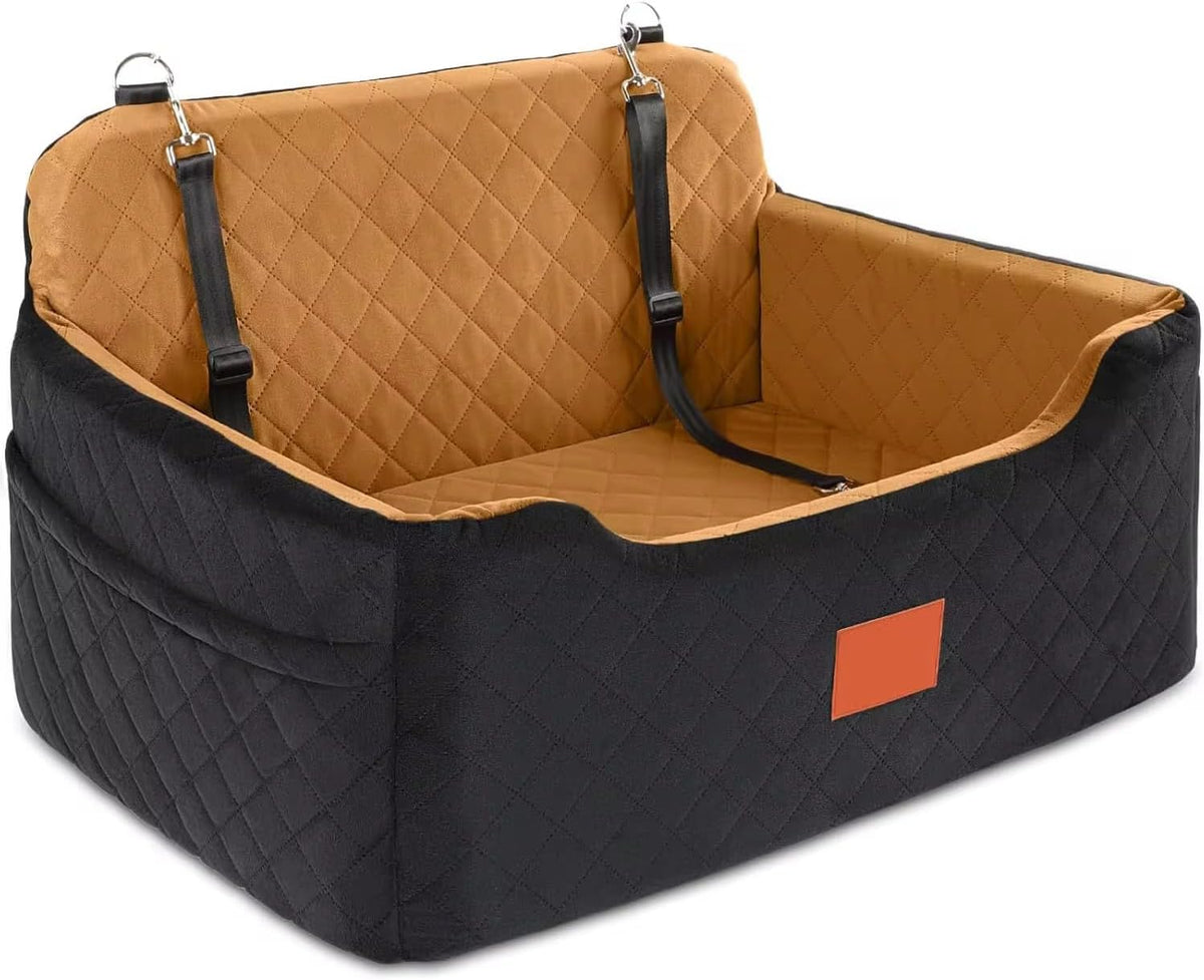 Quilted Car Dog Booster Seat, Black and Gray, Double Pet