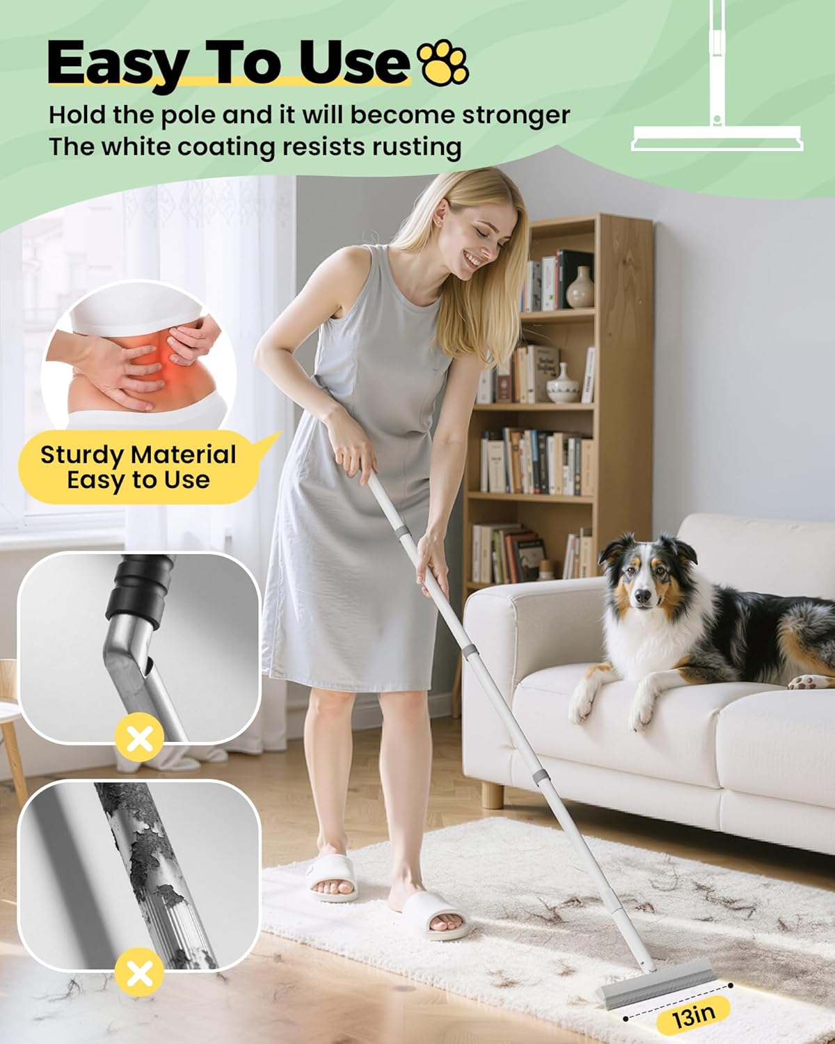Carpet Rake for Pet Hair Removal Tool - 4 in 1 Pet Hair