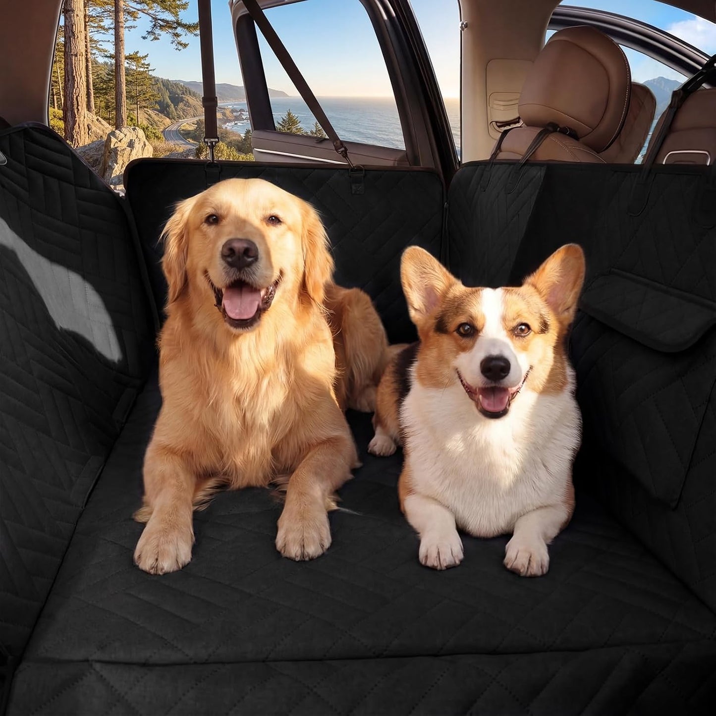 Dog Car Seat Cover for Back Seat, 600D Heavy-Duty Oxford