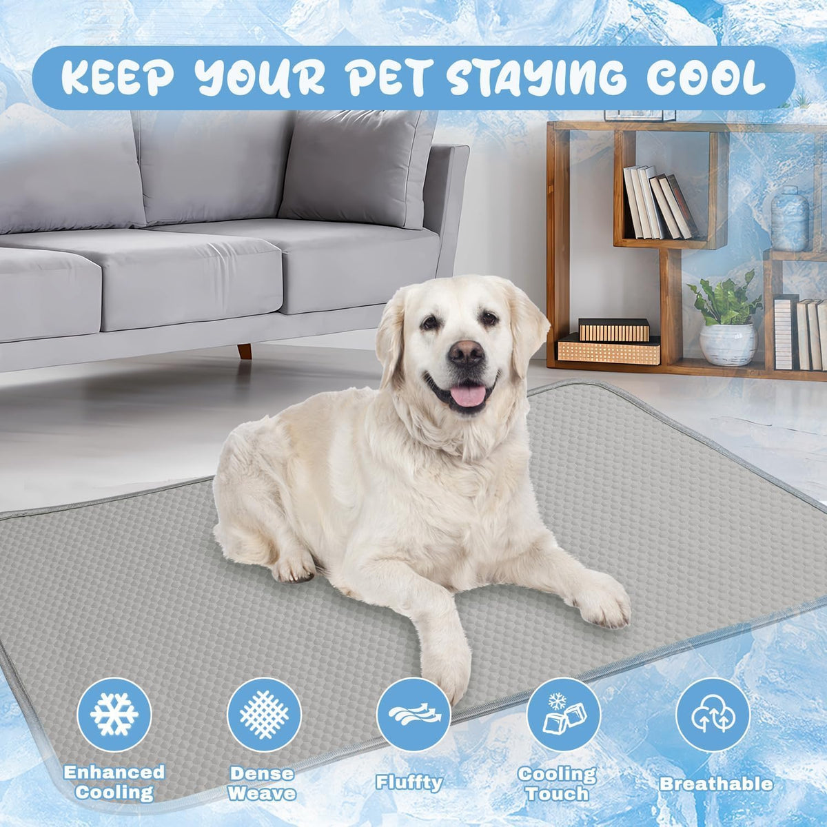 Buvlnee Summer Dog Cooling Mat Washable Ice Silk Self Cool Pad for Small Medium Large Dogs and Cats, Pet Sleeping Pad for Crate, Bed, Indoor & Outdoor Floor, Car Seats