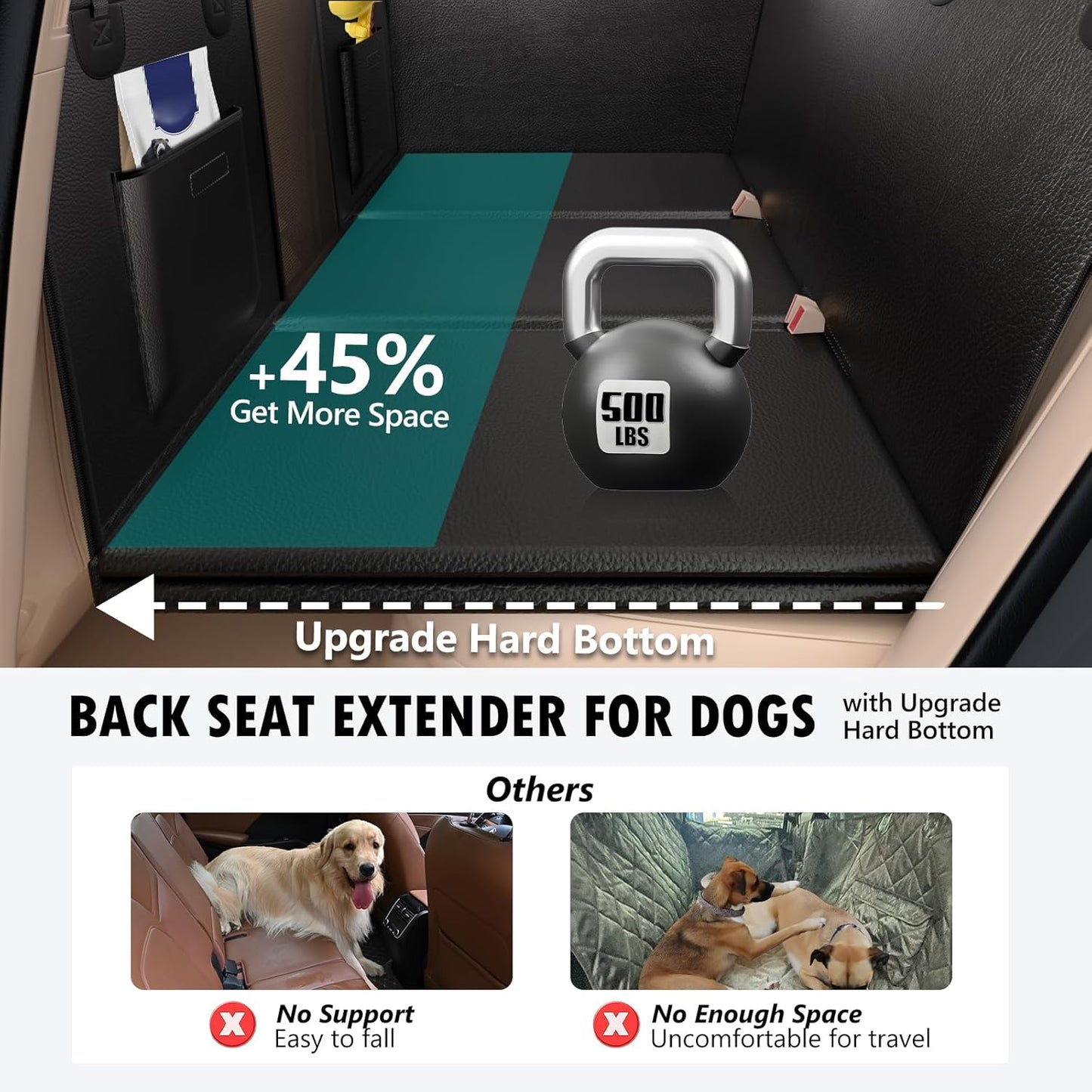 Back Seat Extender for Dogs Upgraded Anti-Scratch PU