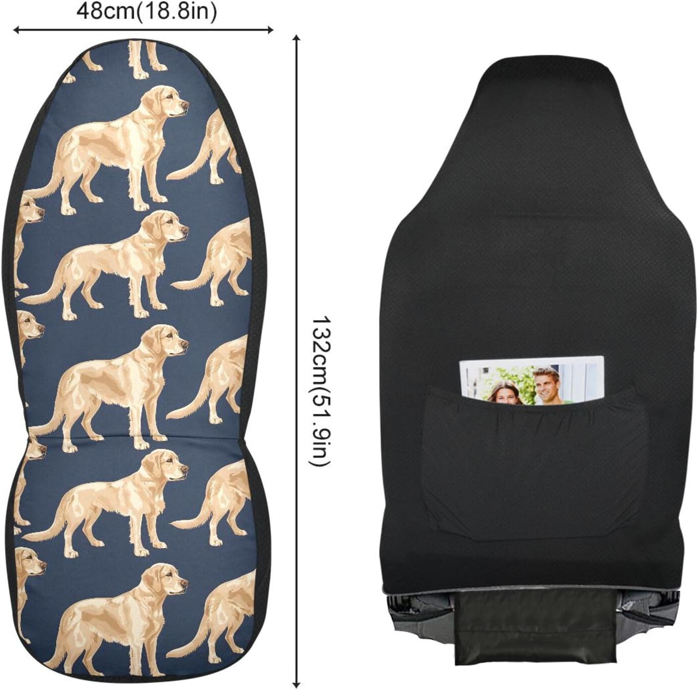 1PC Car Seat Cover Labrador Golden Retriever Dogs Front