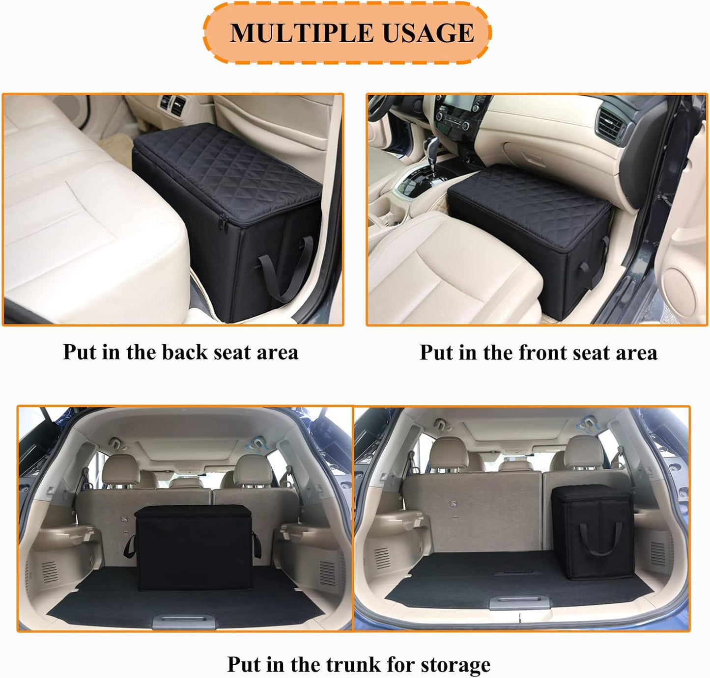 Dog Car Seat Extender with Storage, Front & Back Seat
