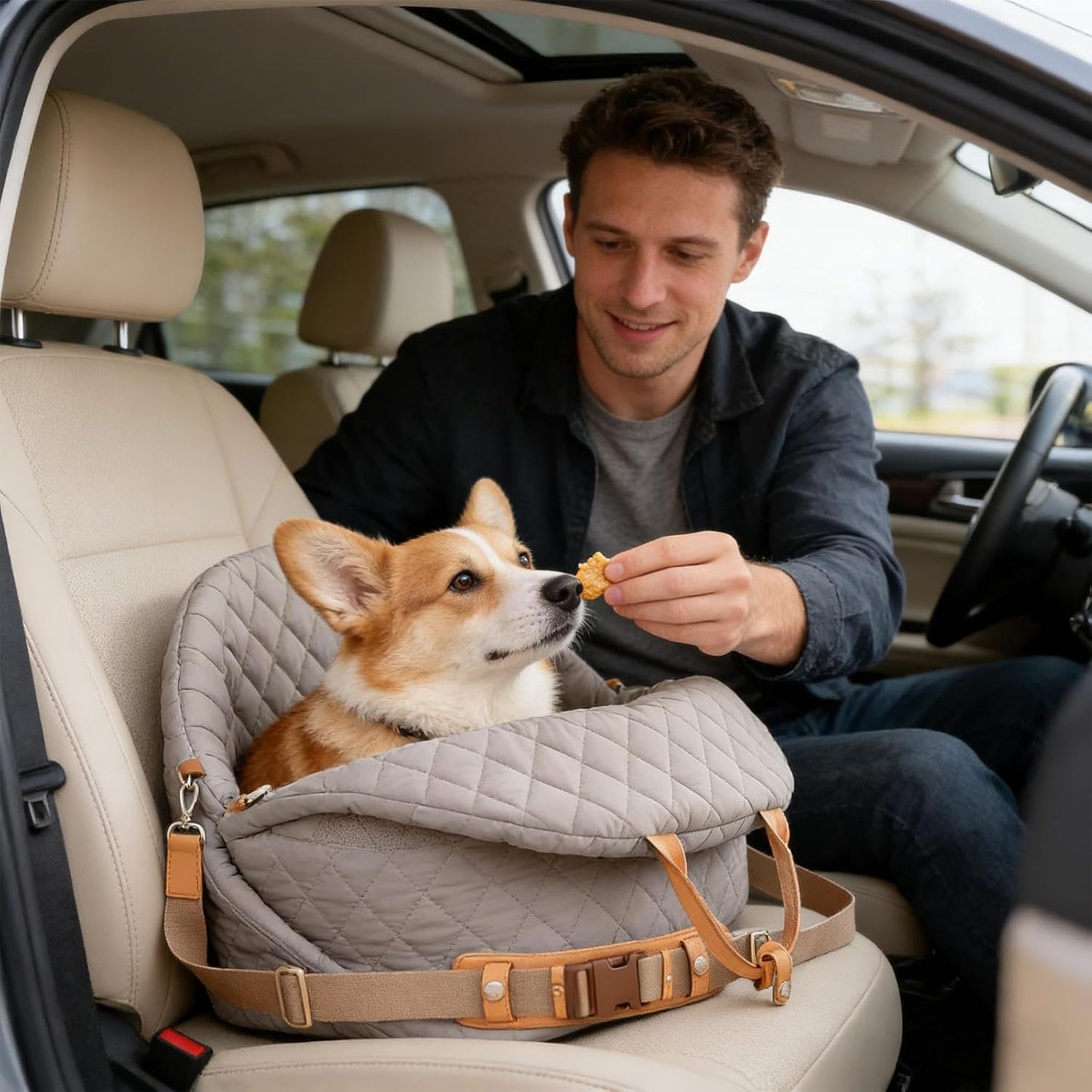 Dog Car Seat for Medium & Small Dogs - Waterproof with