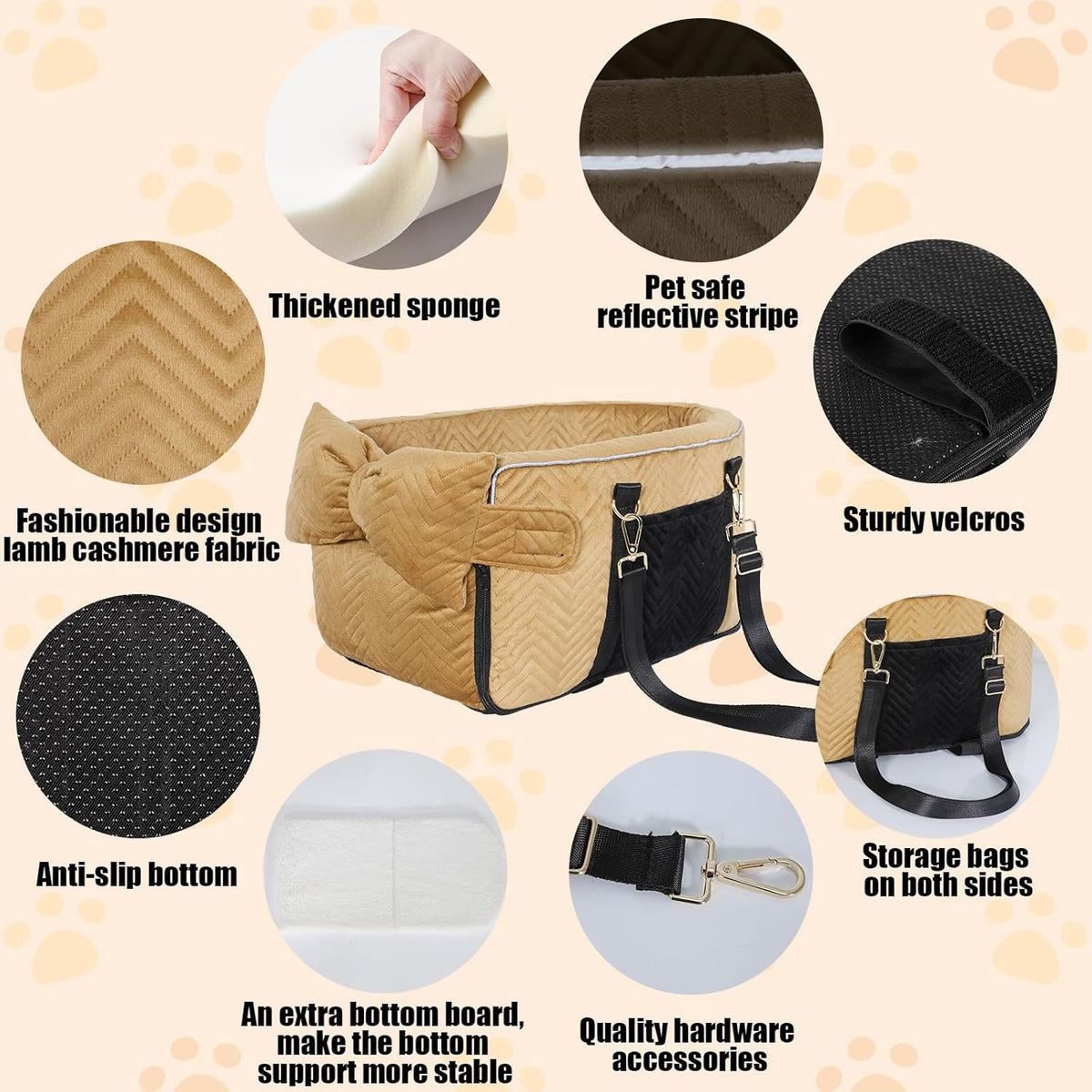 Dog Car Seat for Small Dogs, Portable Center Console Dog