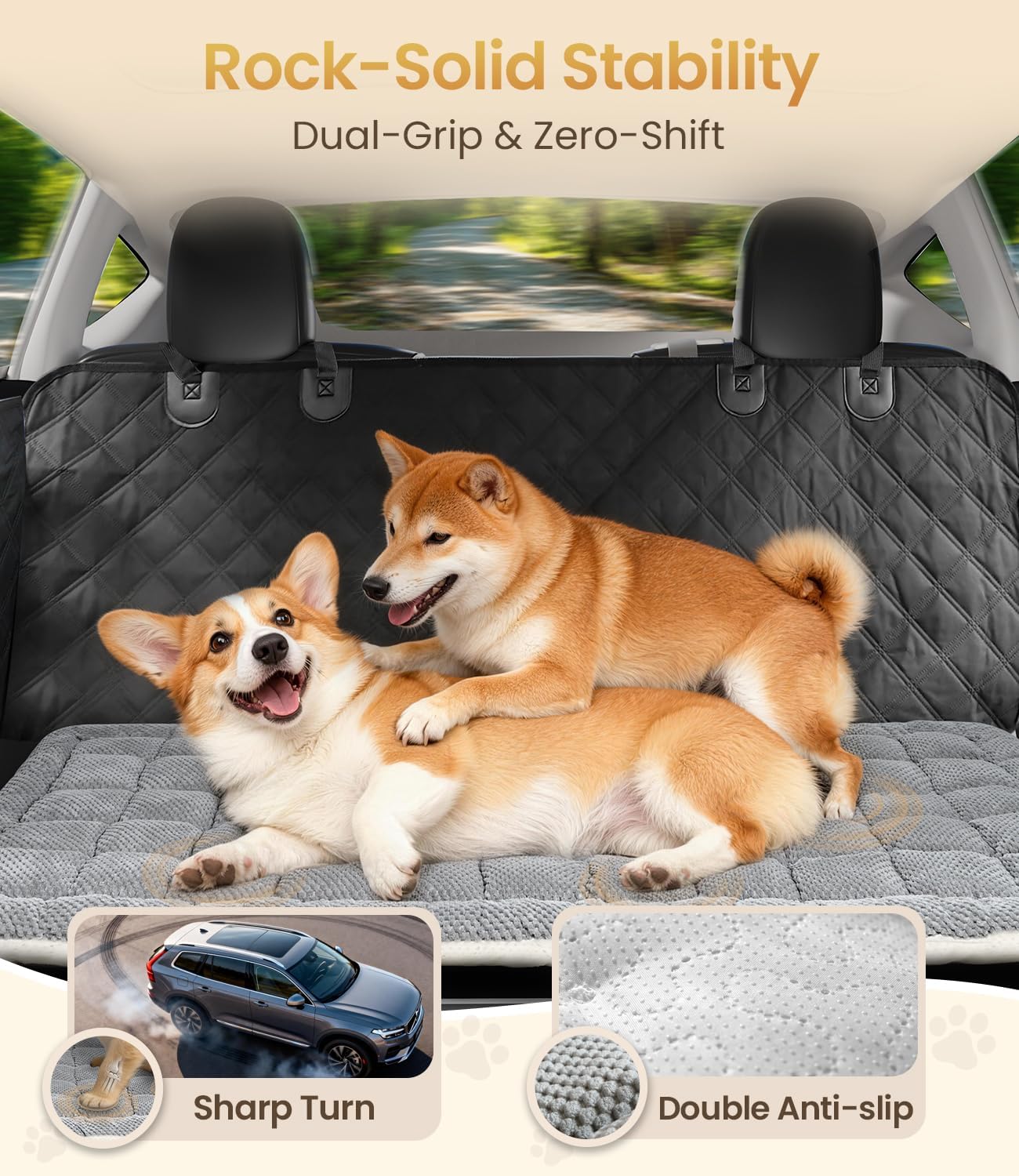 Thick Supportive Dog Car Bed for Car Backseat, Soft
