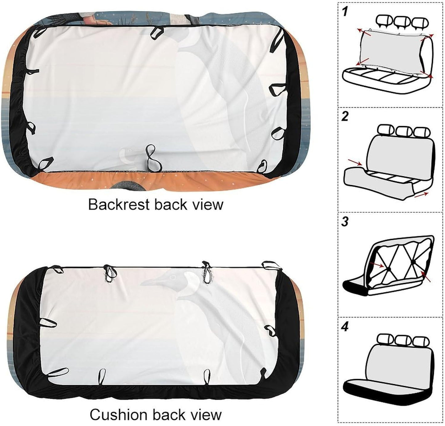 Hand Drawn Penguin Dog Car Seat Covers Waterproof Truck