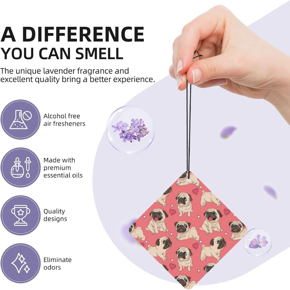 Printed Paper Car Air Freshener Lavender Scented Hanging