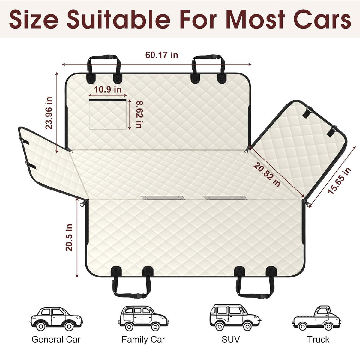Waterproof Dog Car Seat Cover for Back Seat - Durable, Pet