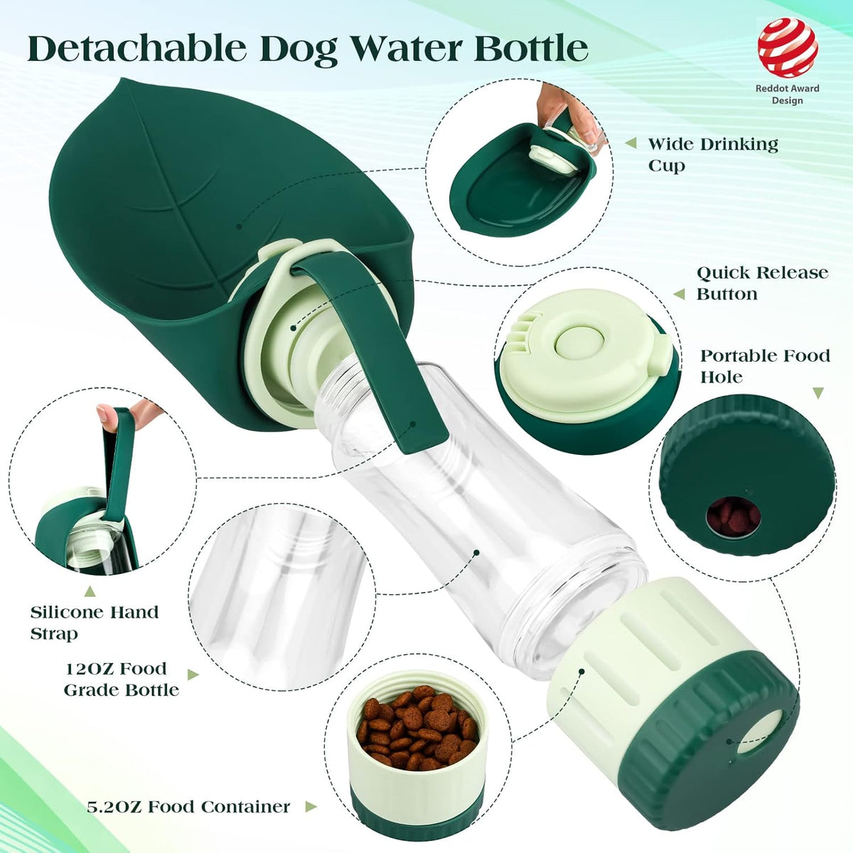 Upgraded Dog Water Bottle, Portable Dog Cat Puppy Pet Water