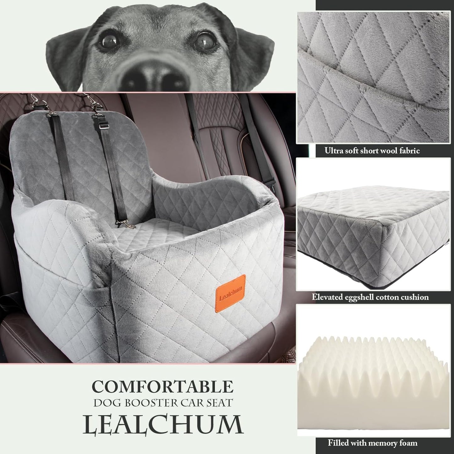 Dog Booster Car Seat for Small/Medium Dogs Up to
