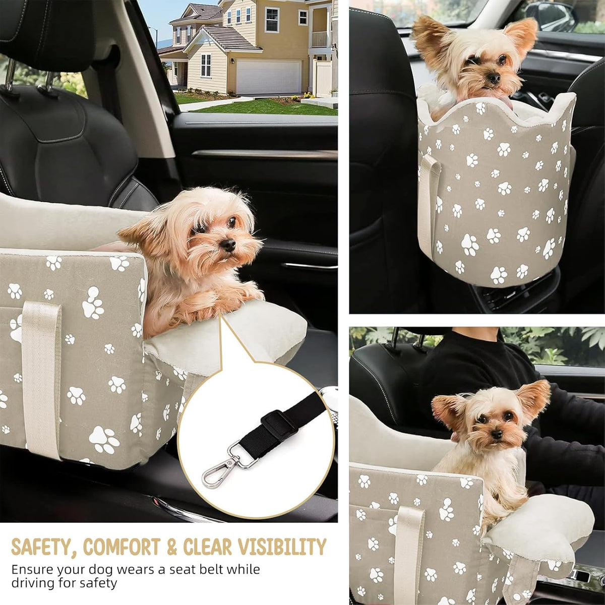 Dog Car Seat for Small Dogs – Center Console Pet Carrier
