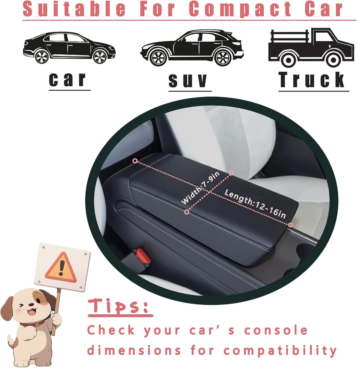 Console Dog Car Seat - Portable Dogs Armrest Booster Seat