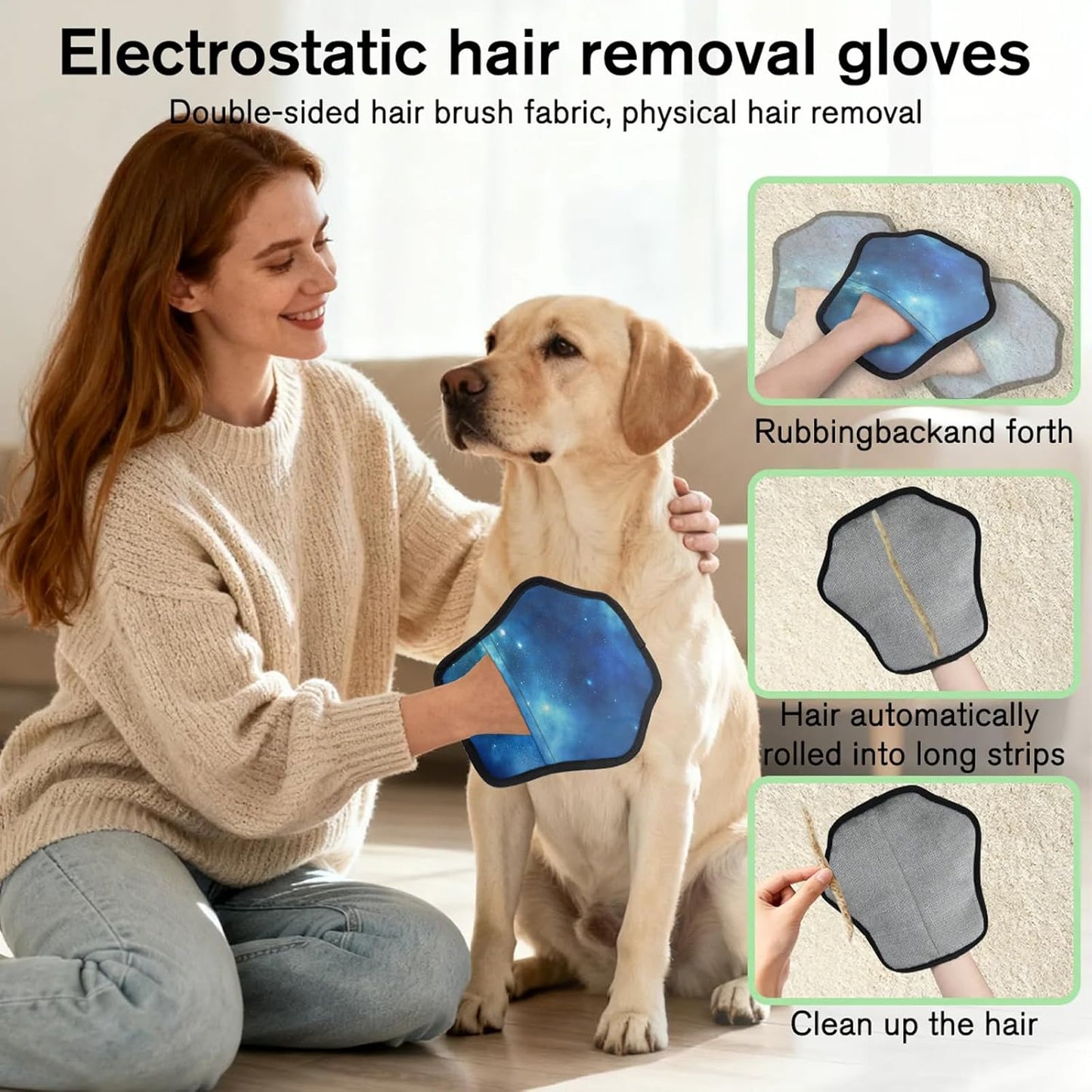 Pet Hair Removal Glove for Dogs Cats Reusable Washable Set