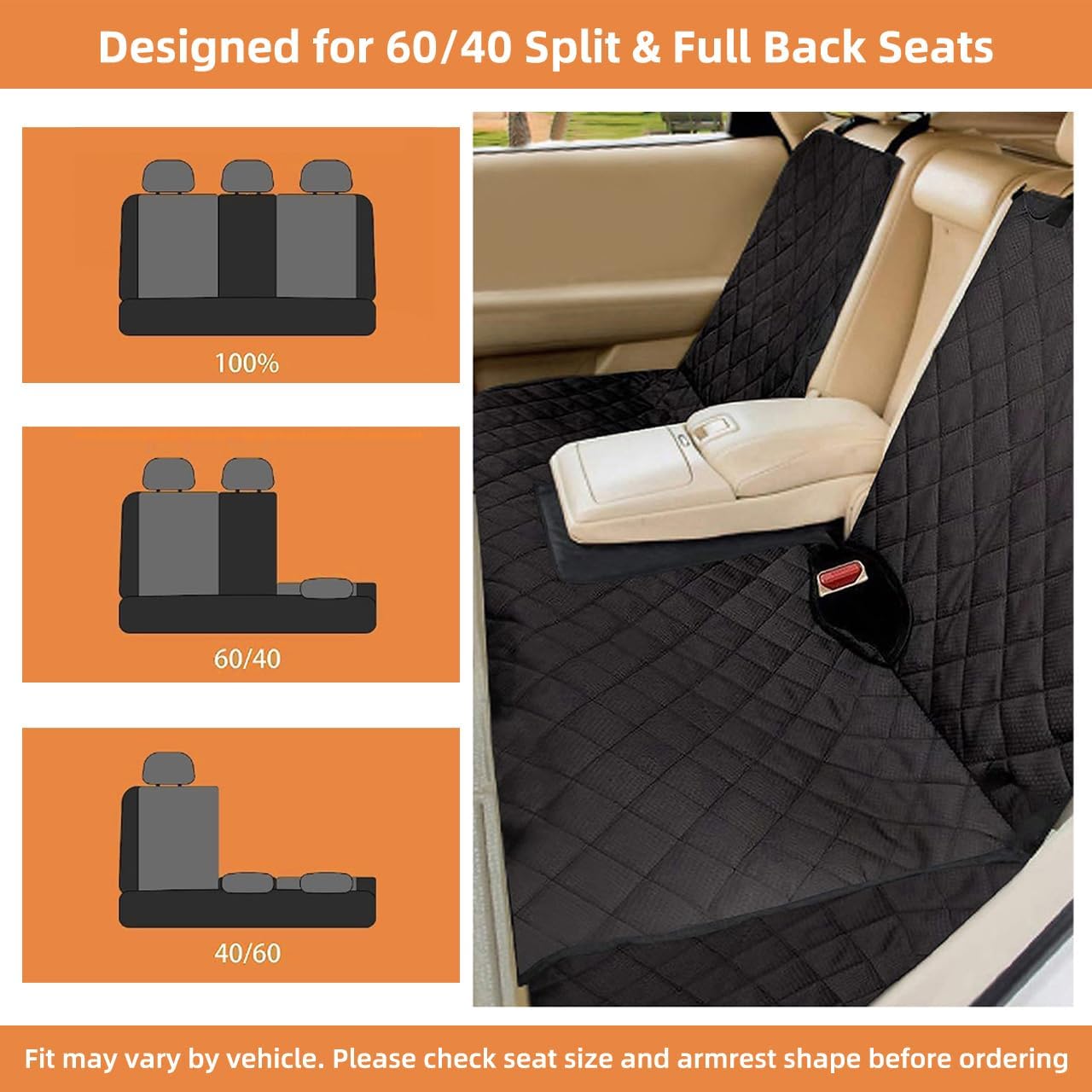 Dog Car Seat Cover for Back Seat, Waterproof Bench Backseat