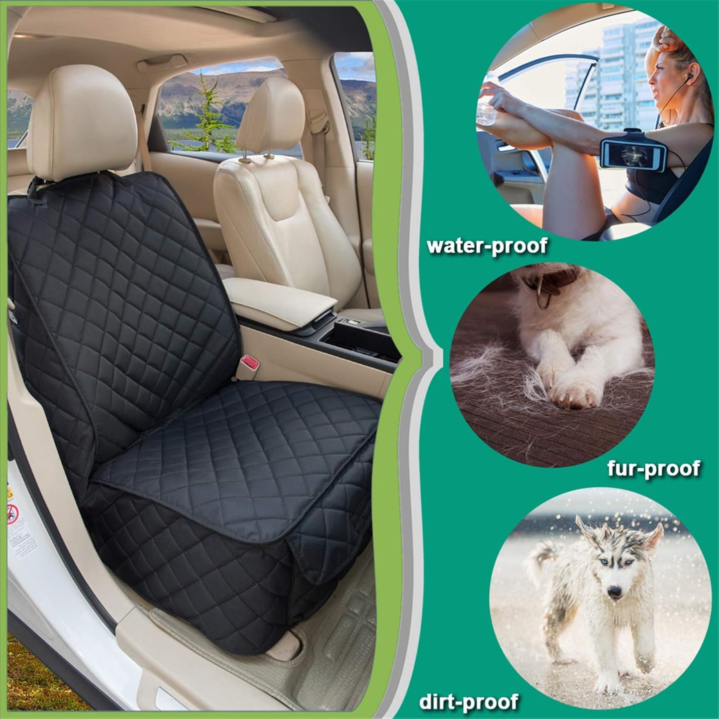 Waterproof Front Seat Cover Dog Car Seat Covers Nonslip and