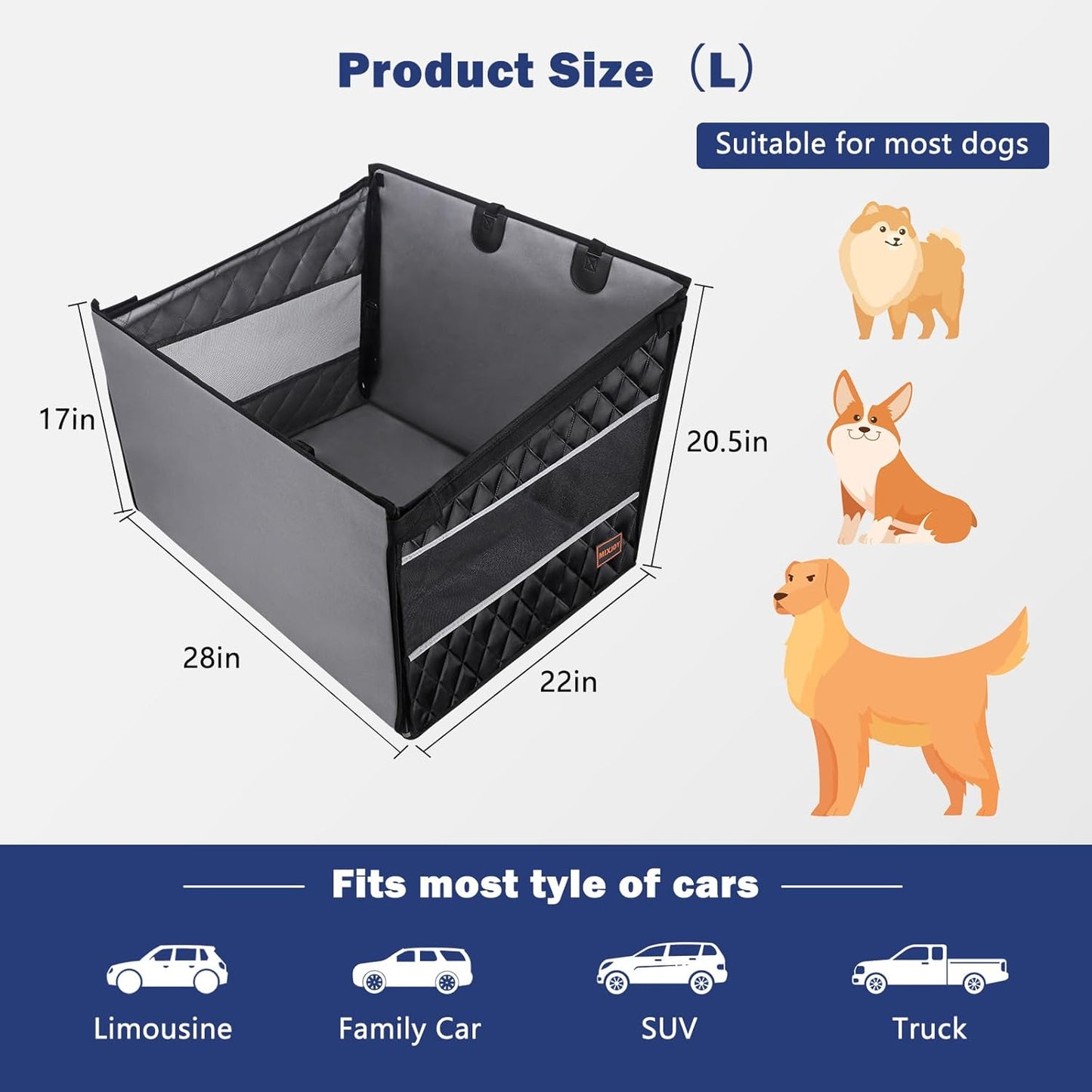 Dog Car Seat for Large Medium Dogs, Back Seat Extender