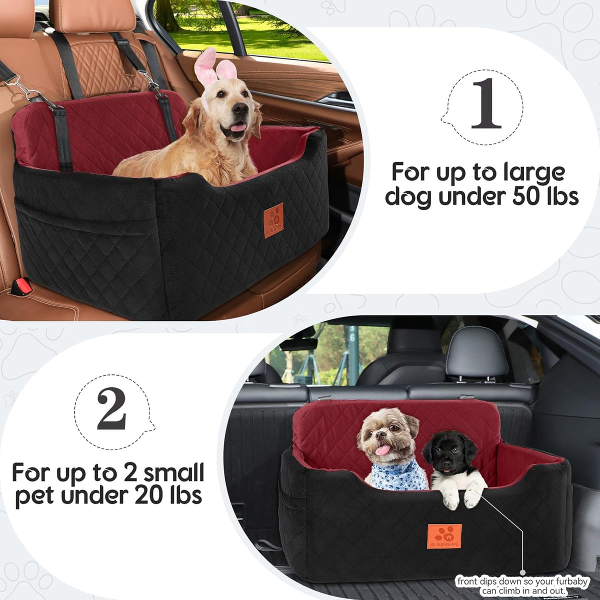 Dog Car Seat for Medium/Large Dogs, Dog Booster Seat for